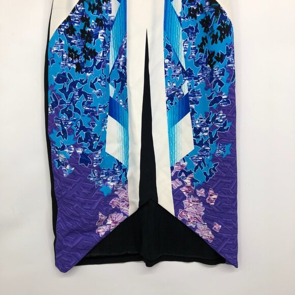 Peter Pilotto Blue Multicolor Patterned Sleeveless V-Neck Sheath Dress size 2 - Picture 8 of 16